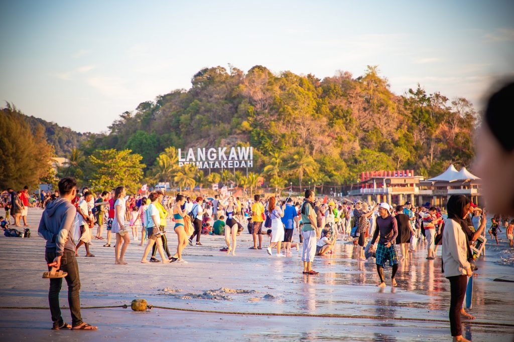 Crowded beach in Langkawi