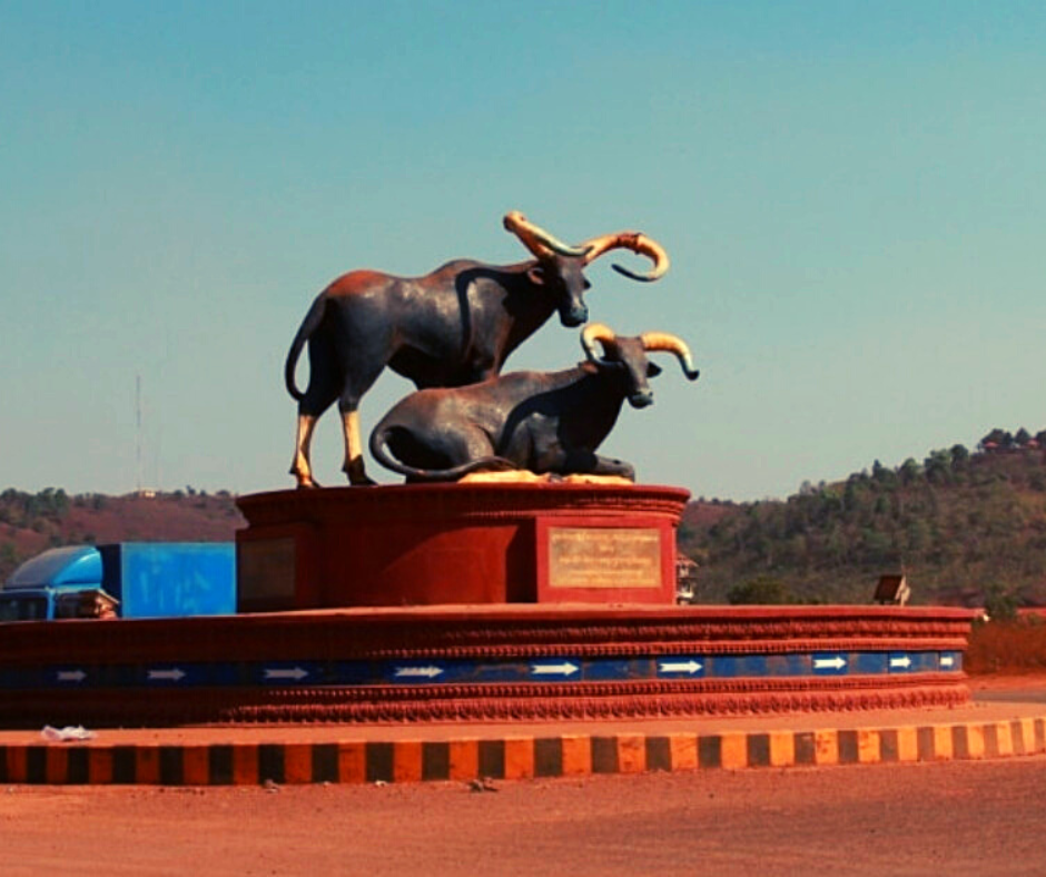 Bull statue in Sen Monorom in Mondulkiri