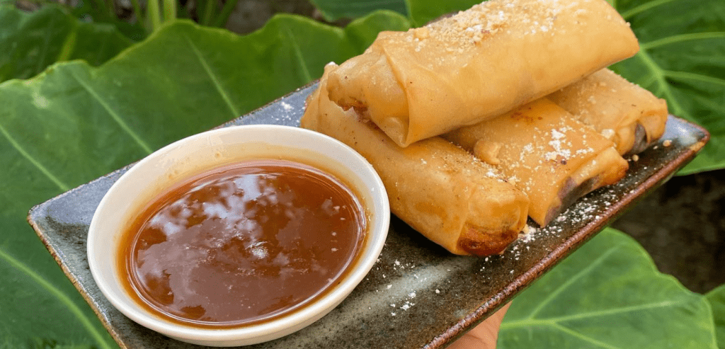 Spring roll dessert at Street Three restaurant in Kratie, Cambodia