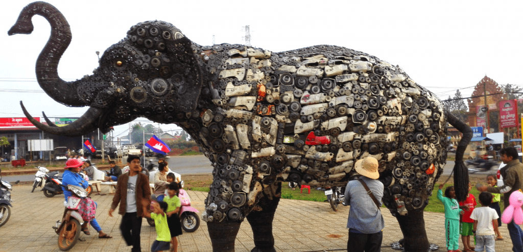 Metal elephant statue in Sen Monorom, Mondulkiri