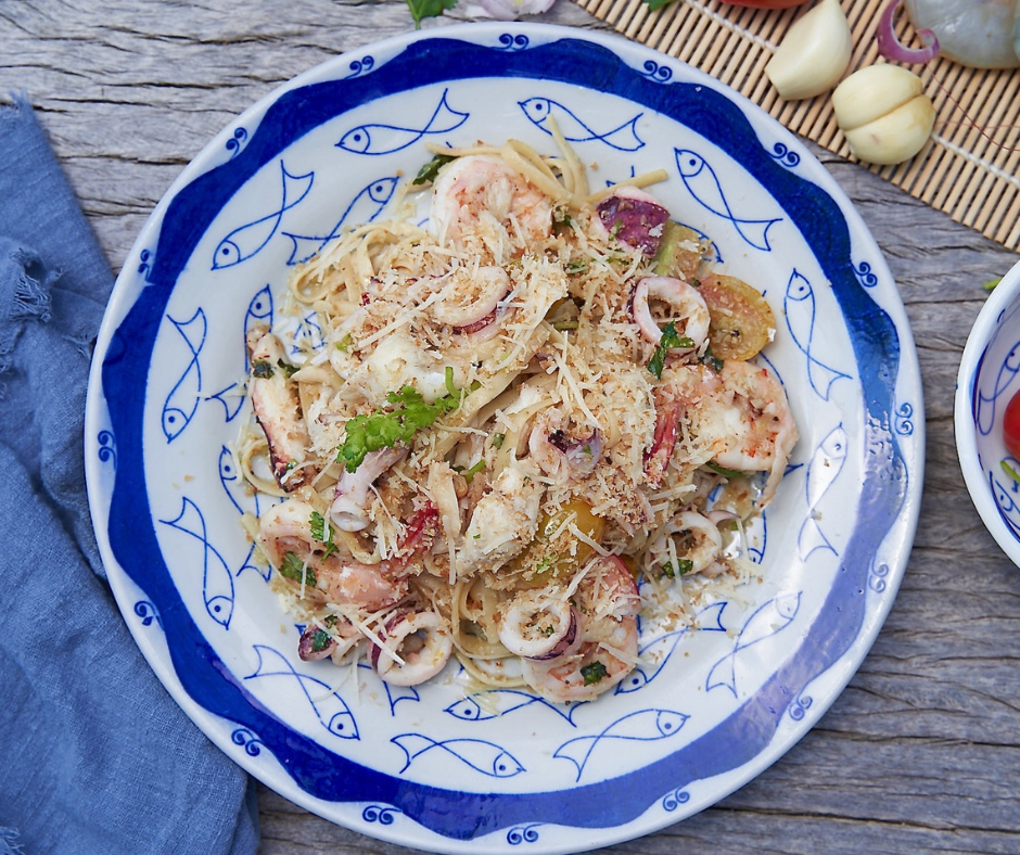 Knai Bang Chatt seafood linguine in Kep Cambodia