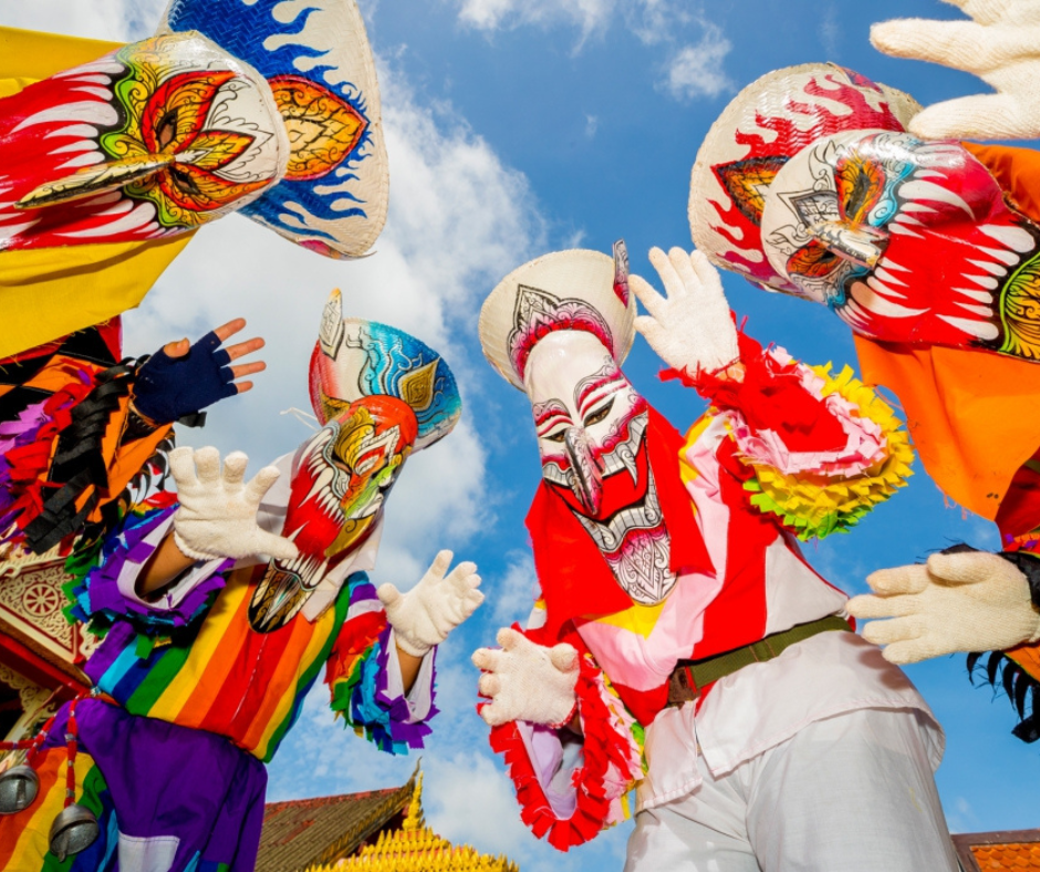 Dressing up for Phi Ta Khon Festival